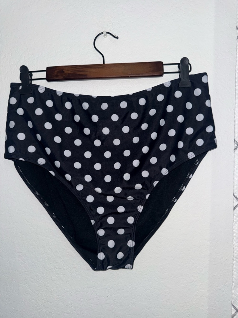 Black Polka Dot High Waist Bikini Bottoms